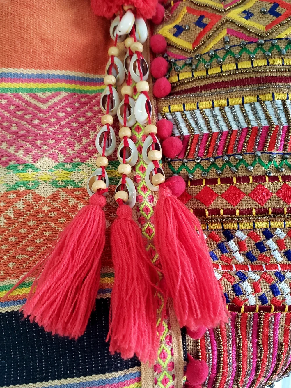 Tribal, Beautiful,America & Beyond Handcrafted, Embellished, Boho-Style Tote Bag - Picture 11 of 16